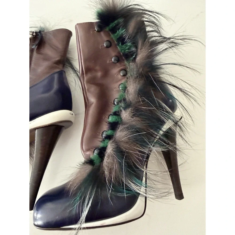 Fendi Couture Karl Lagerfeld Feather Runway Ankle Boots Booties 36 6 5.5 - Picture 3 of 15